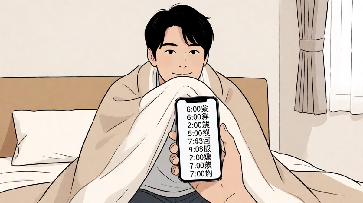 八个闹钟，万无一失。