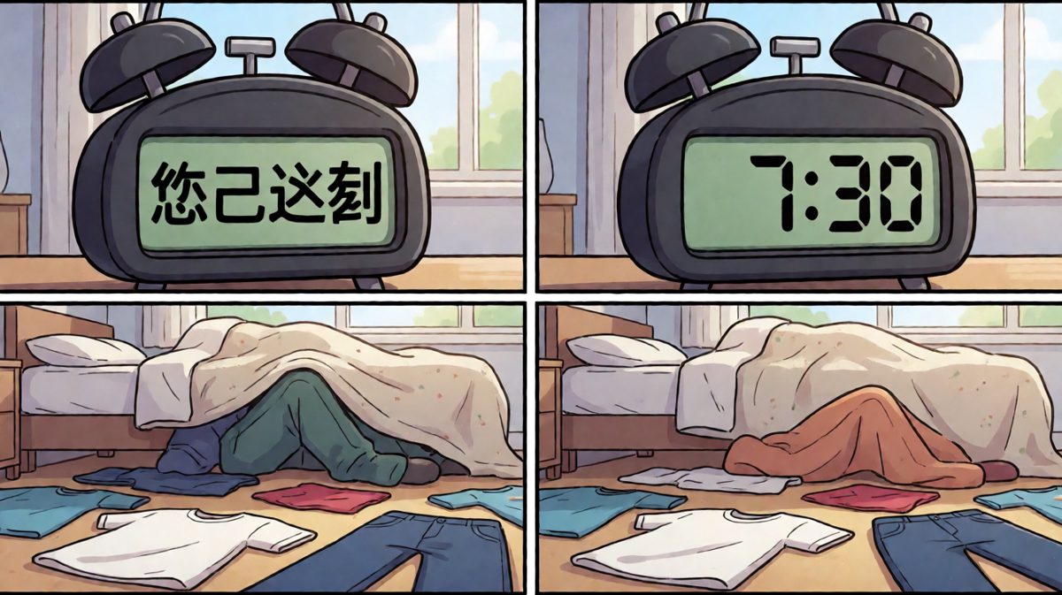 闹钟响了……再睡五分钟……