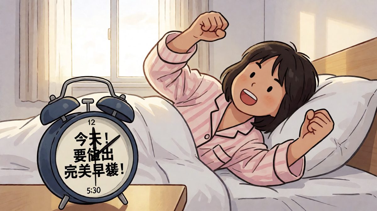 主人公立下雄心壮志，准备做一顿完美早餐