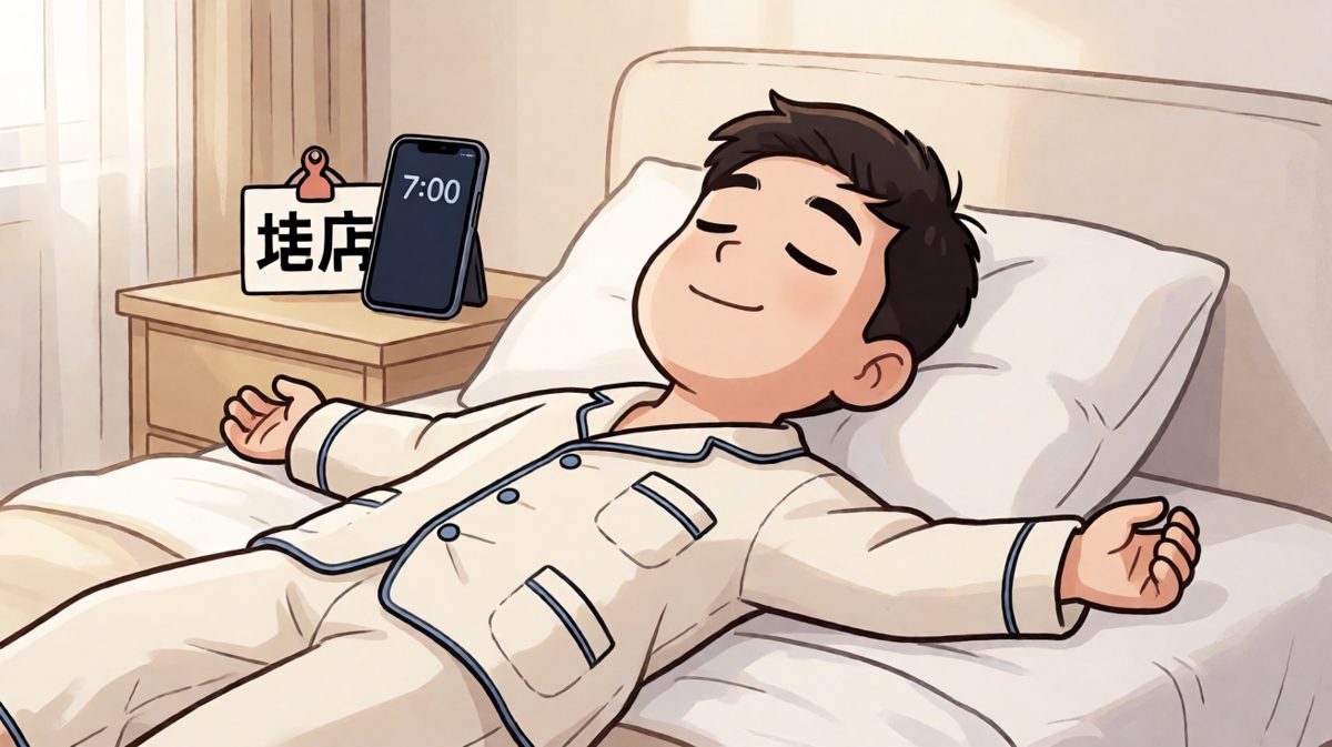 格一：闹钟准时响起，小明挣扎着伸手按掉