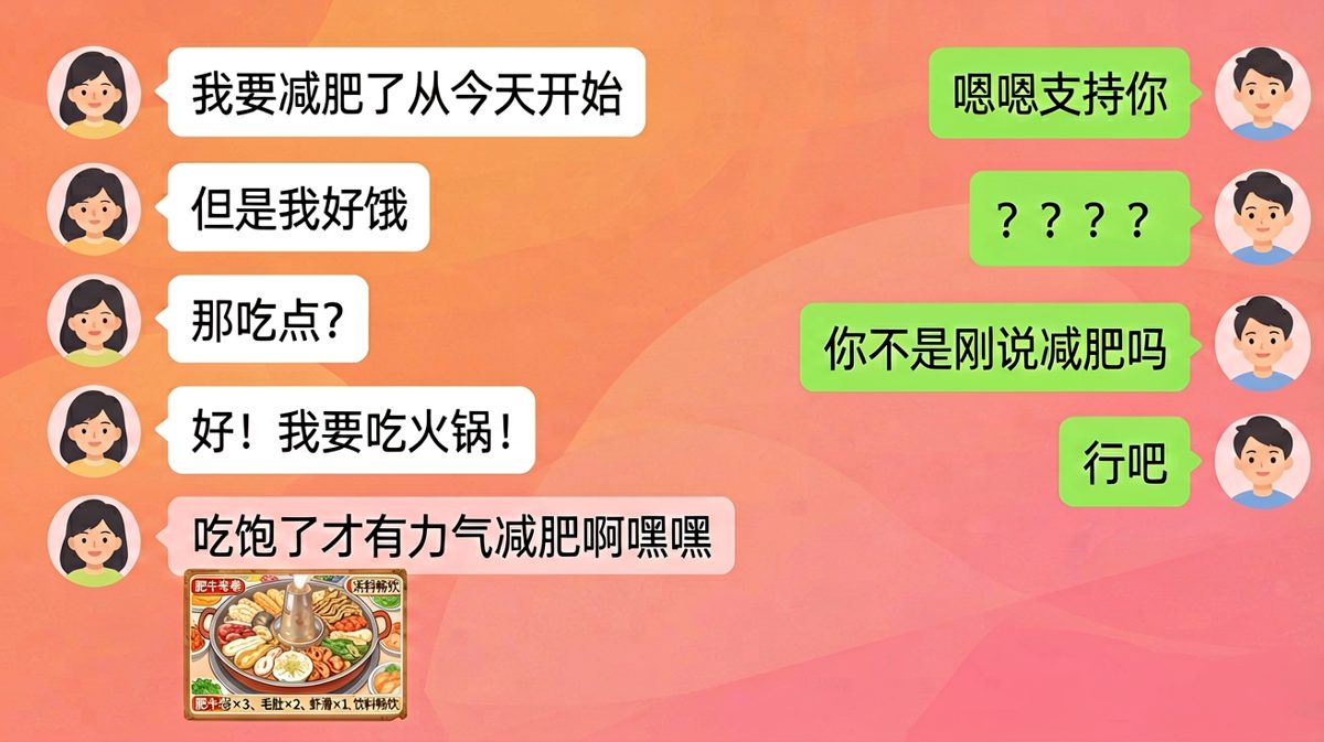 减肥的决心只维持了三秒钟，火锅才是真爱