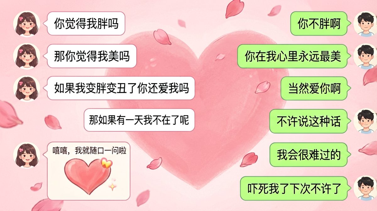 送命题测试成功过关，但女生嘴角已经咧到耳根了