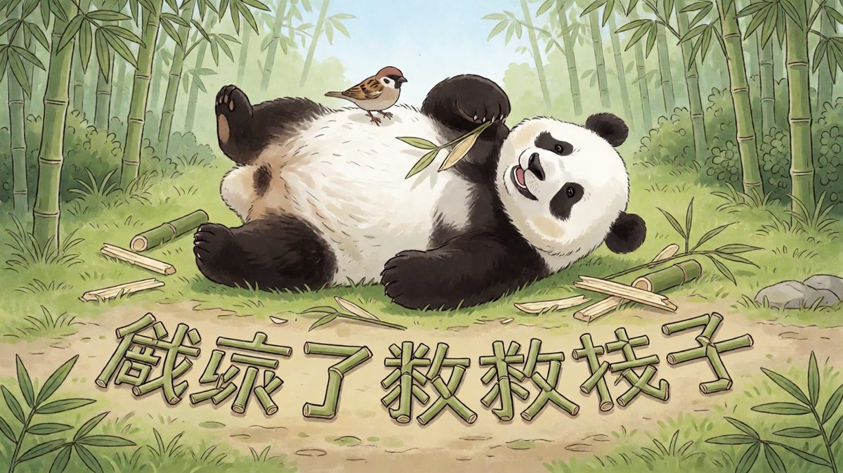 熊猫：今天竹子不够我咬的，必须碰个瓷。