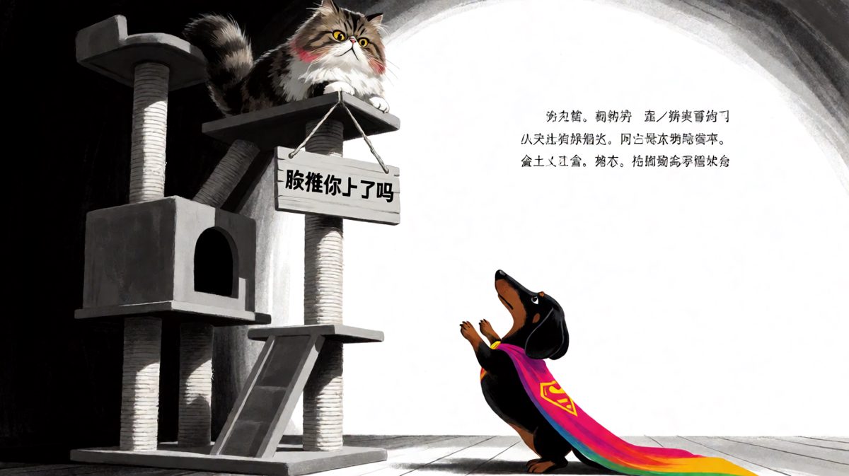 高冷猫主上线命令地上的狗狗小弟臣服，腊肠犬内心：我只是想讨口零食