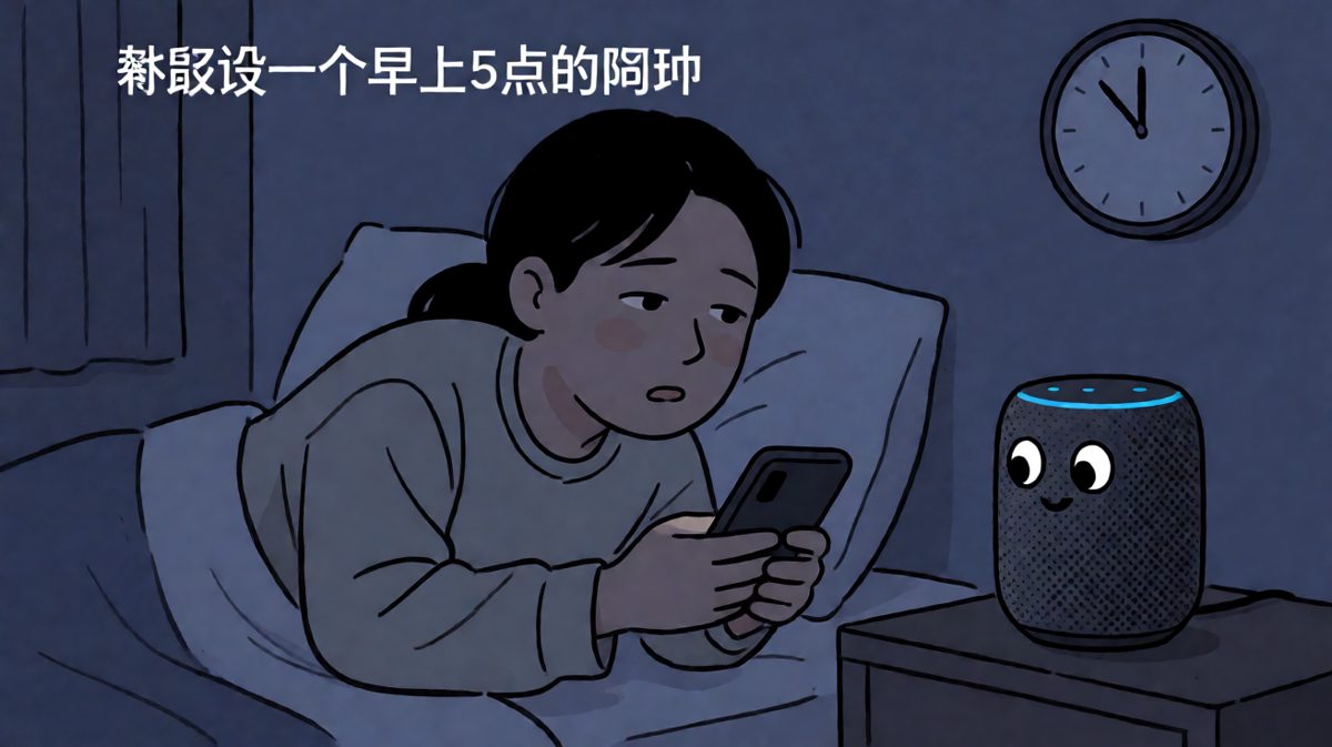小明半夜让智能音箱设闹钟