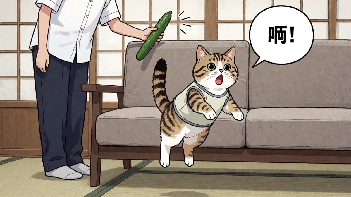 猫：沙发下有蛇！！！（过度反应冠军）