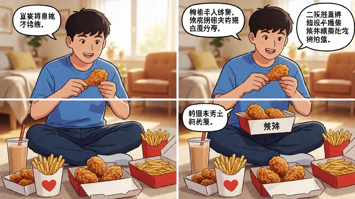 外卖到手，疯狂进食，人间值得