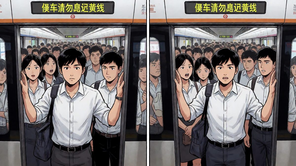 挤地铁的最高境界：双脚离地，灵魂出窍。
