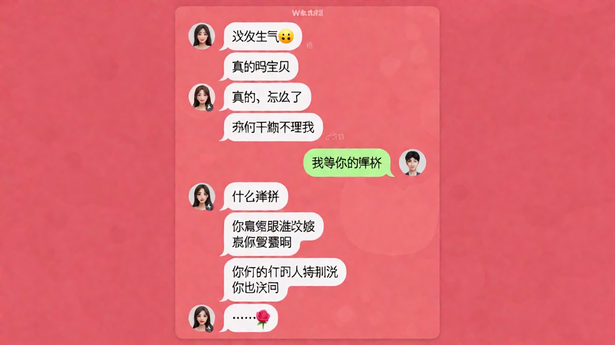 女生连环追问'没生气'，最后用一朵玫瑰花结束对话，懂的都懂