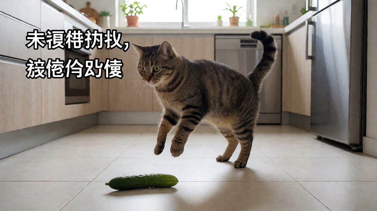 猫的一生：被一条蔬菜吓到起飞。