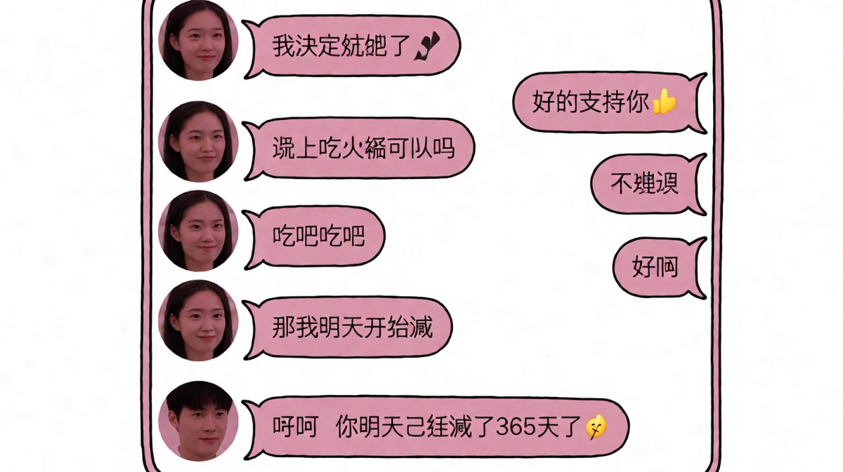女生宣布减肥但嘴上不停，男生最终无语嘲讽，扎心了老铁。