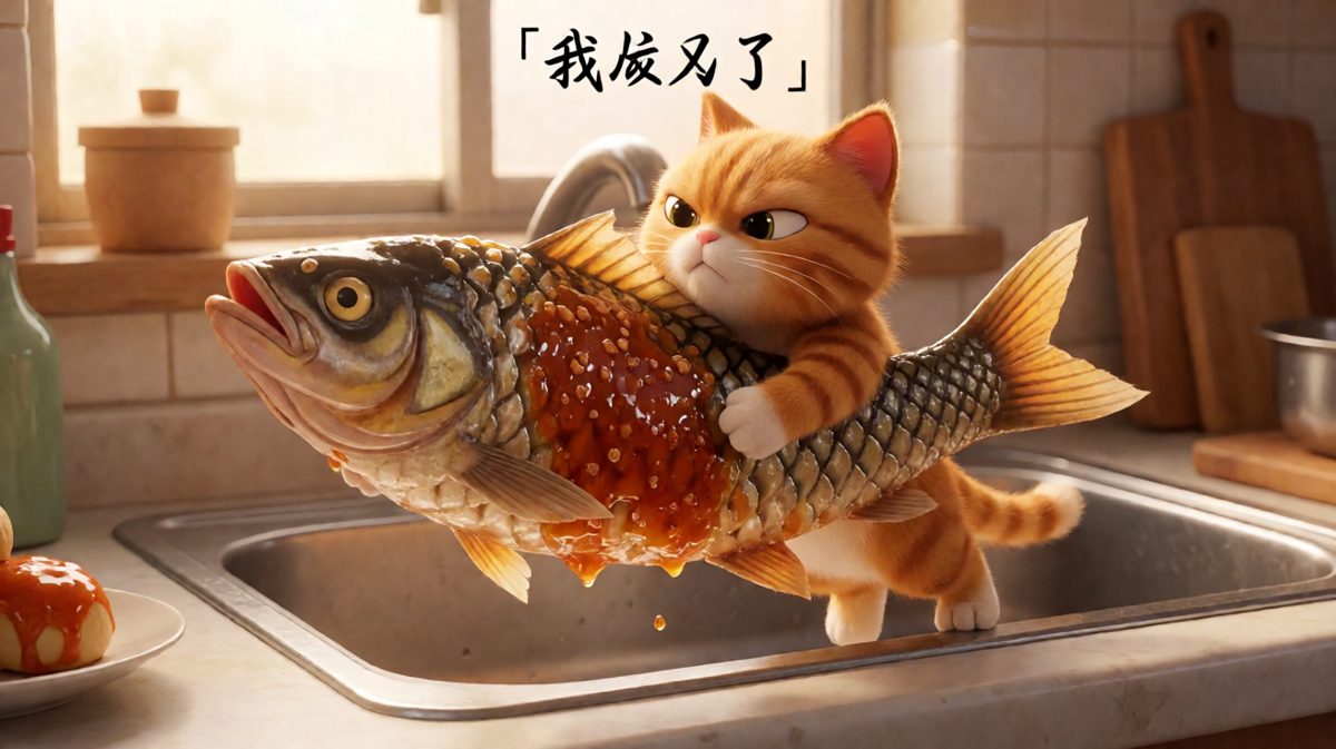 猫咪：这根鱼它成精了，一直往我怀里钻！
