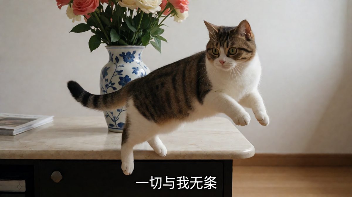 猫咪：花瓶先动手的，我只是正当防卫