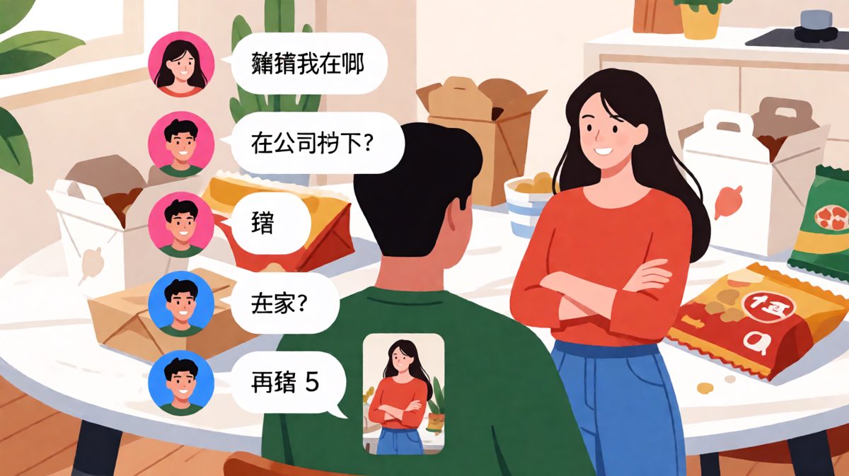 女生让男生猜位置，结果她一直在男生身后偷看