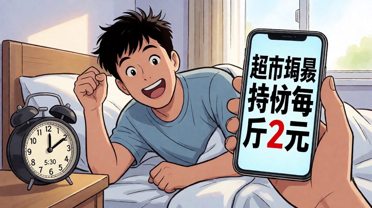 看到特价鸡蛋的瞬间，仿佛打了鸡血般从床上弹起