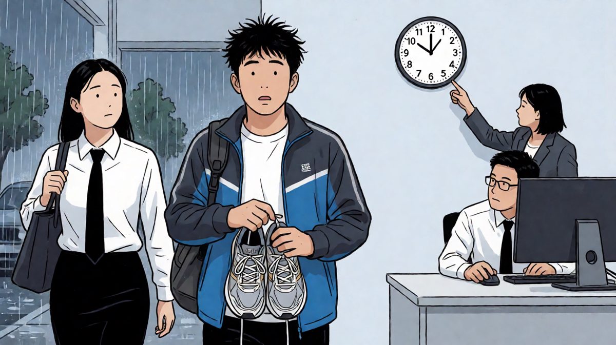 格四：冒雨赶到公司，却被老板盯着看迟到……