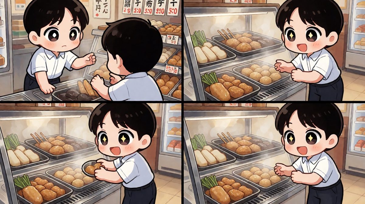 主角发现便利店新上了关东煮，馋虫被勾起