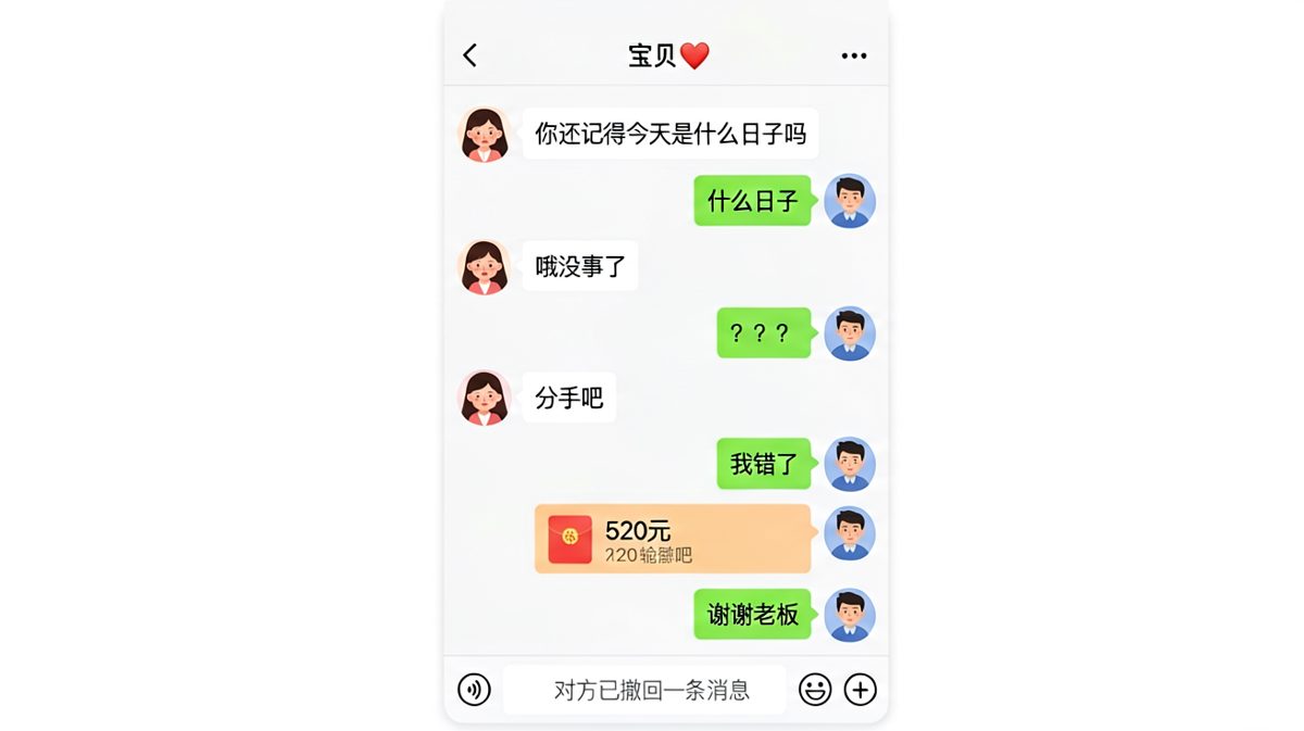 纪念日没记住，用红包糊弄过去结果更炸了