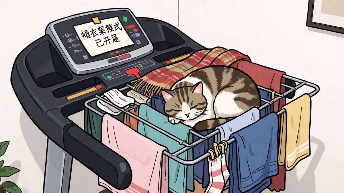 第三天，跑步机：你说晾衣服就晾衣服？
