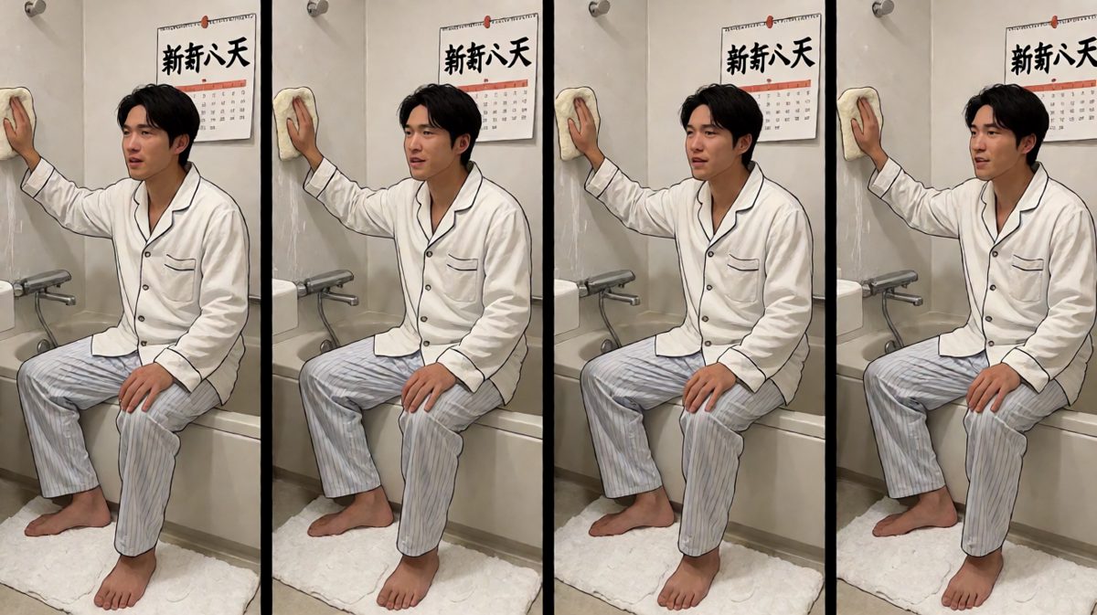 第三格：越擦越乱，新的一天变成了'清洁灾难'现场……