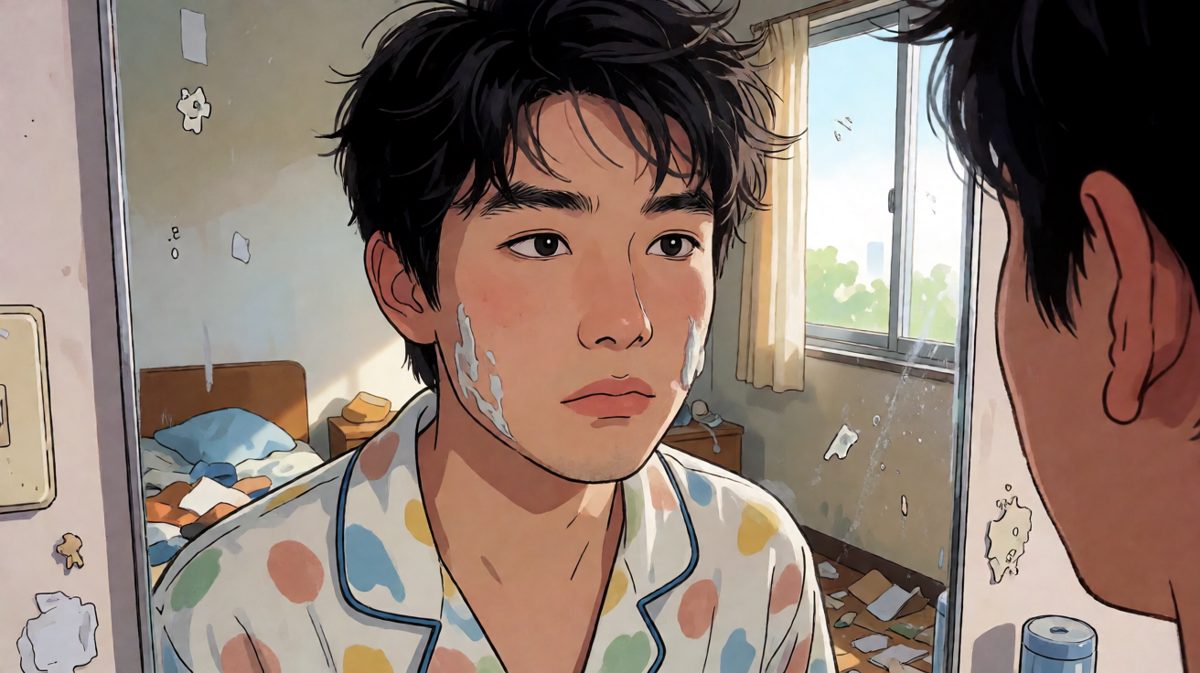 第四格：镜中的自己——这真的是我吗？人生第一次想放弃早晨。