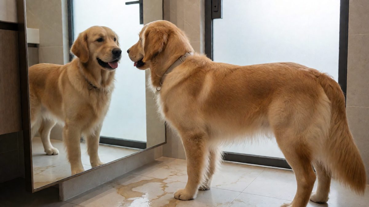 狗狗：镜子里那个家伙是谁？居然敢瞪我！