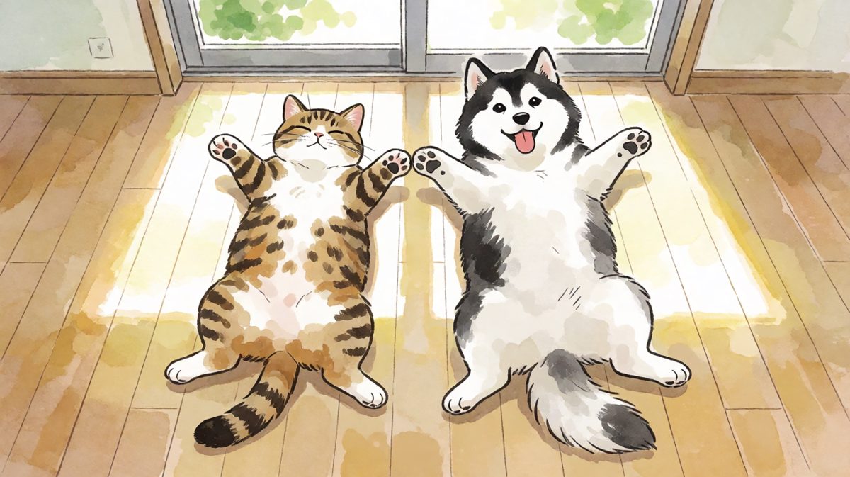猫狗联盟：今日份摆烂，谁也别想叫醒我们。