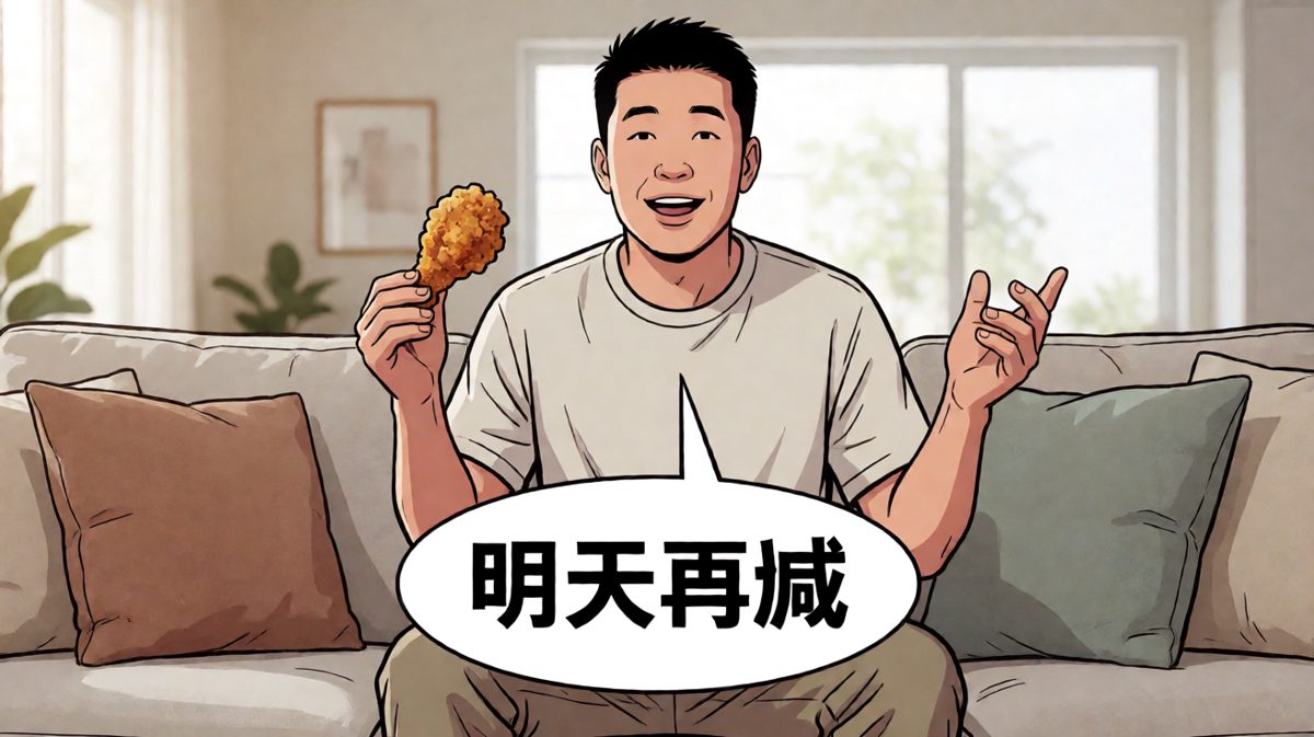 最终，减肥计划被'明天再减'完美化解。