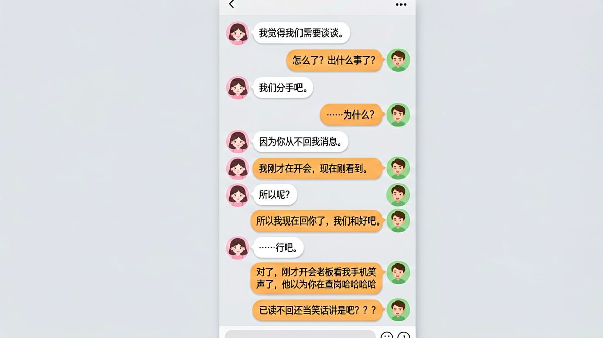 假装分手的套路，被直男一句话破功