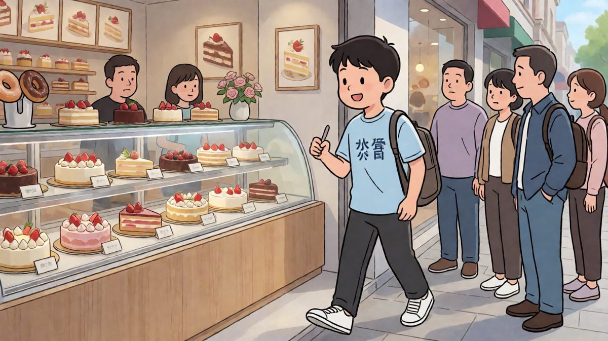 路过蛋糕店，小明彻底沦陷了……