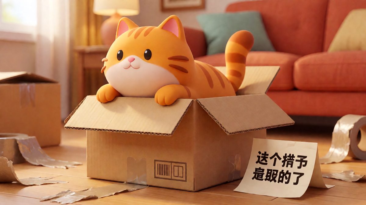 猫咪：这箱子明明就写着'适合我'！（然后整个人卡住了）