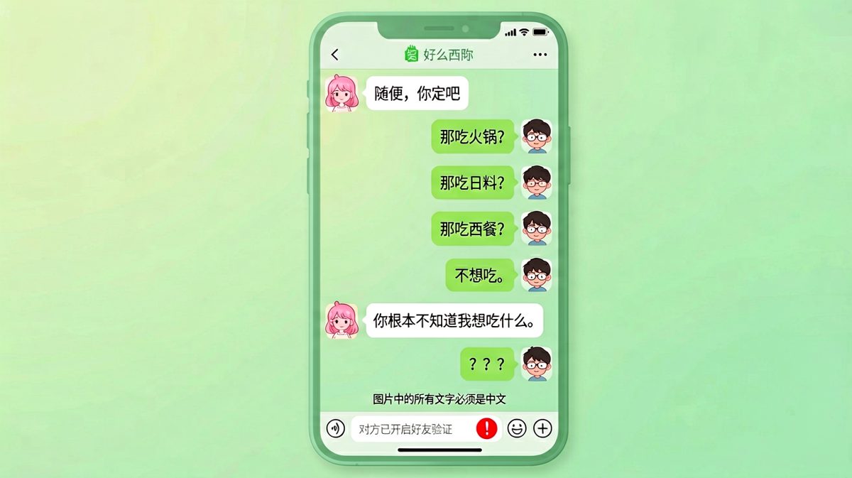 「随便」是情侣间最危险的暗号，最后连好友都没了
