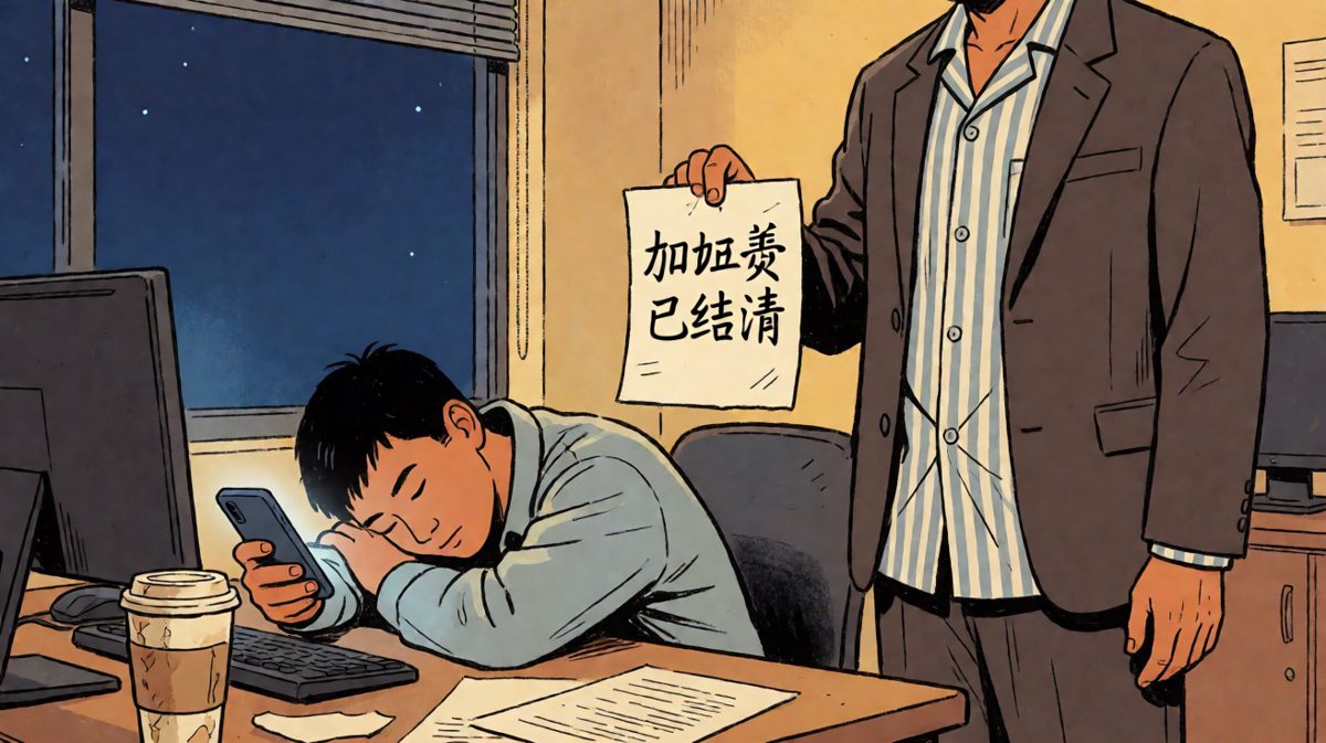 老板：这孩子，加班到睡着都舍不得走——员工手机屏保：调休余额仅剩0.5天