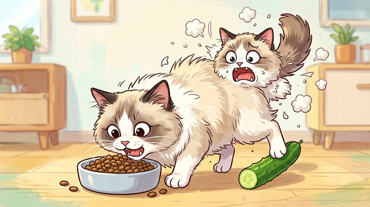 猫咪：哪里来的绿色怪兽！！！
