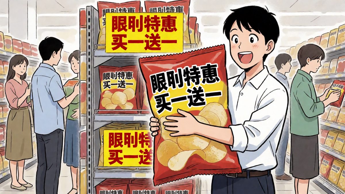看到打折薯片，主角瞬间化身疯狂采购战士