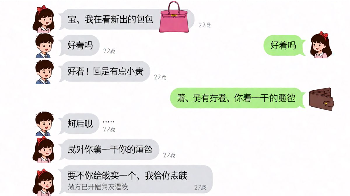 男生想借送礼为名让女友买单，结果被拉黑的反转名场面。