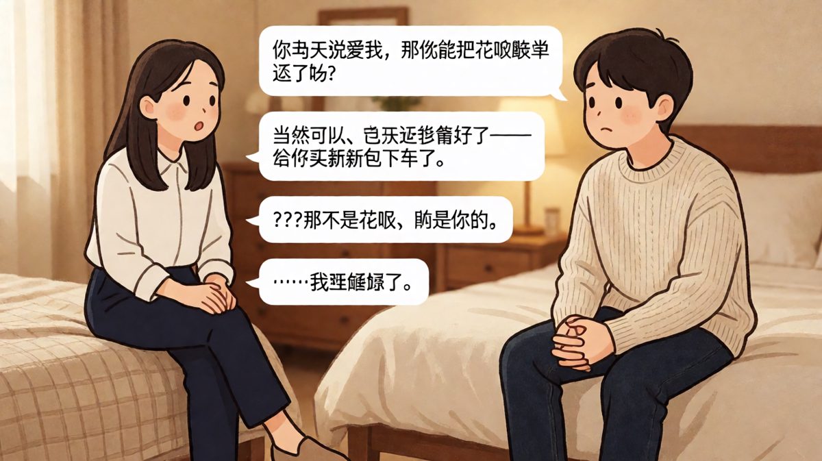 女生用"爱"来催还款，男生反手买了礼物却买错了账户