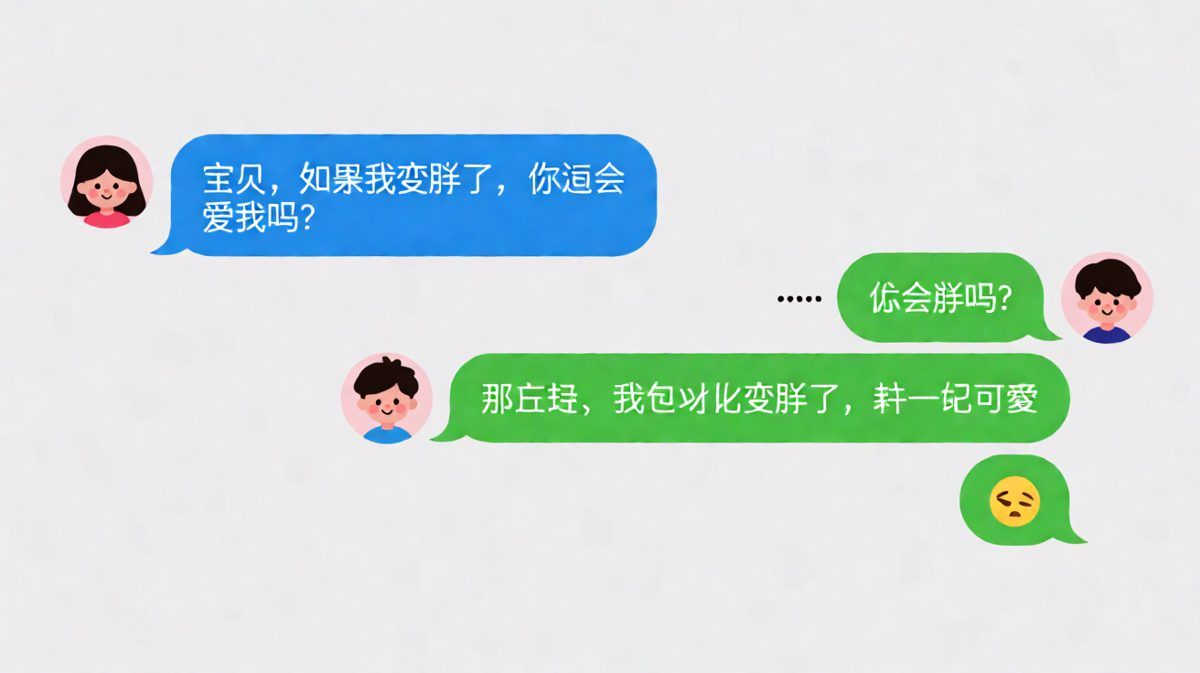 女生问变胖了还被爱吗，结果他先关心她会不会胖，神反转让人哭笑不得。