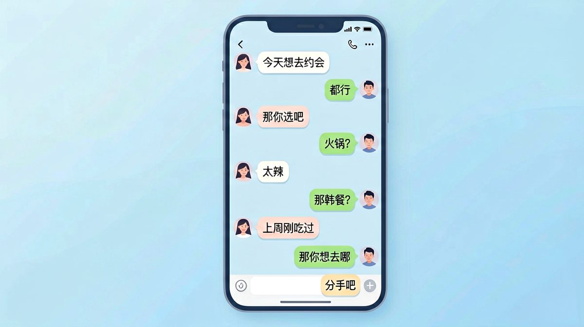 约会选择困难最终走向分手，男生的崩溃从沉默开始