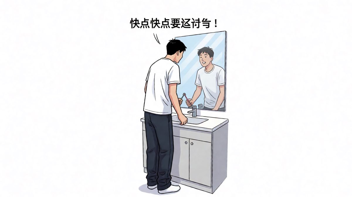 手忙脚乱洗漱出门