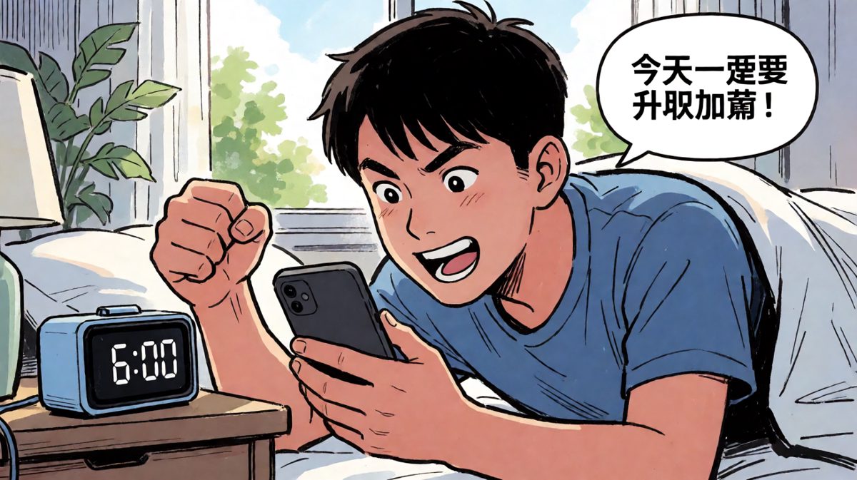 闹钟响起，打工人元气满满地设定了今天的雄心壮志