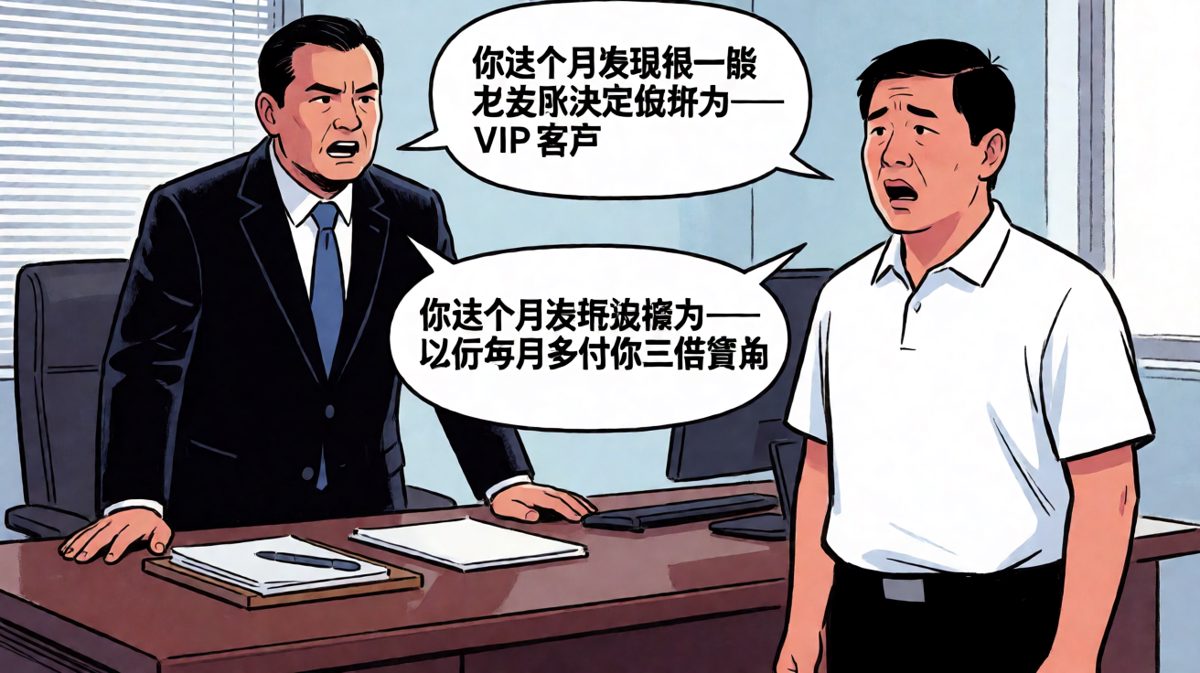 老板：你表现很一般。员工：那我……？老板：升职为被宰的客户
