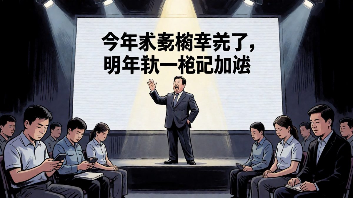 老板：今年公司困难，年终奖先欠着。员工：那我们明年见。老板：不，你没有明年了