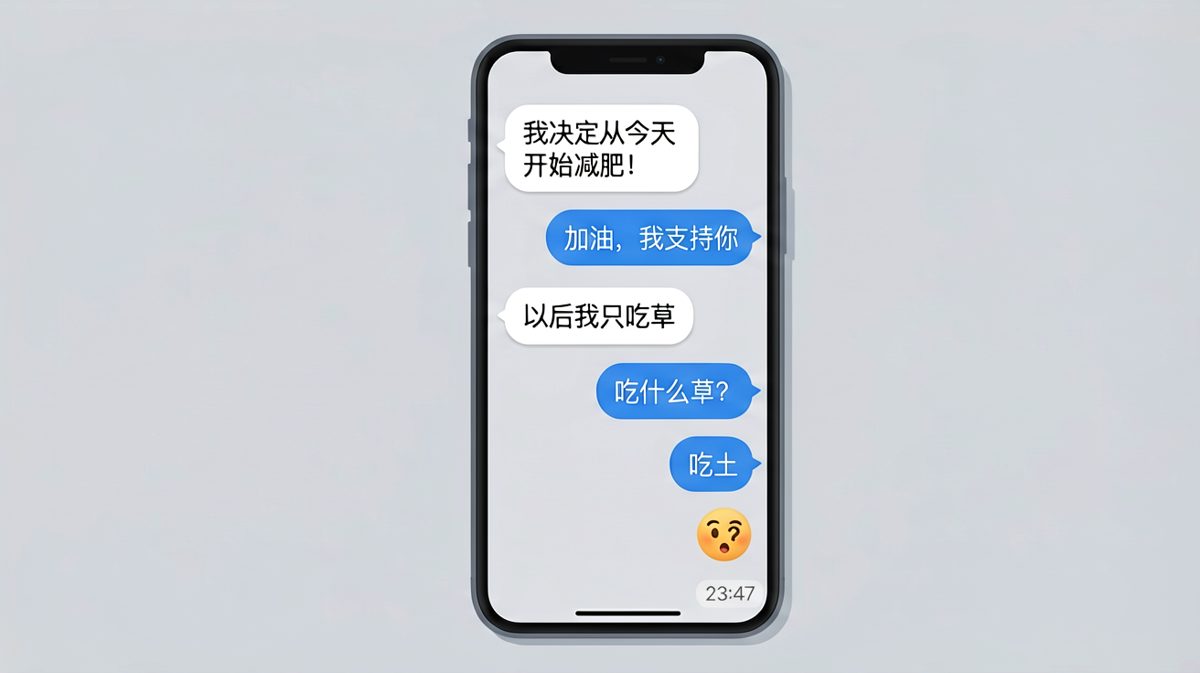女生说减肥只吃草，结果说是吃土，男生懵了