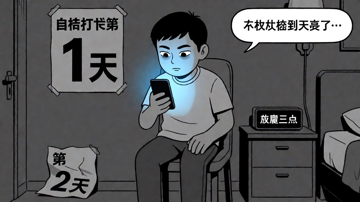 熬夜刷手机到凌晨三点，彻底忘记了闹钟这回事。