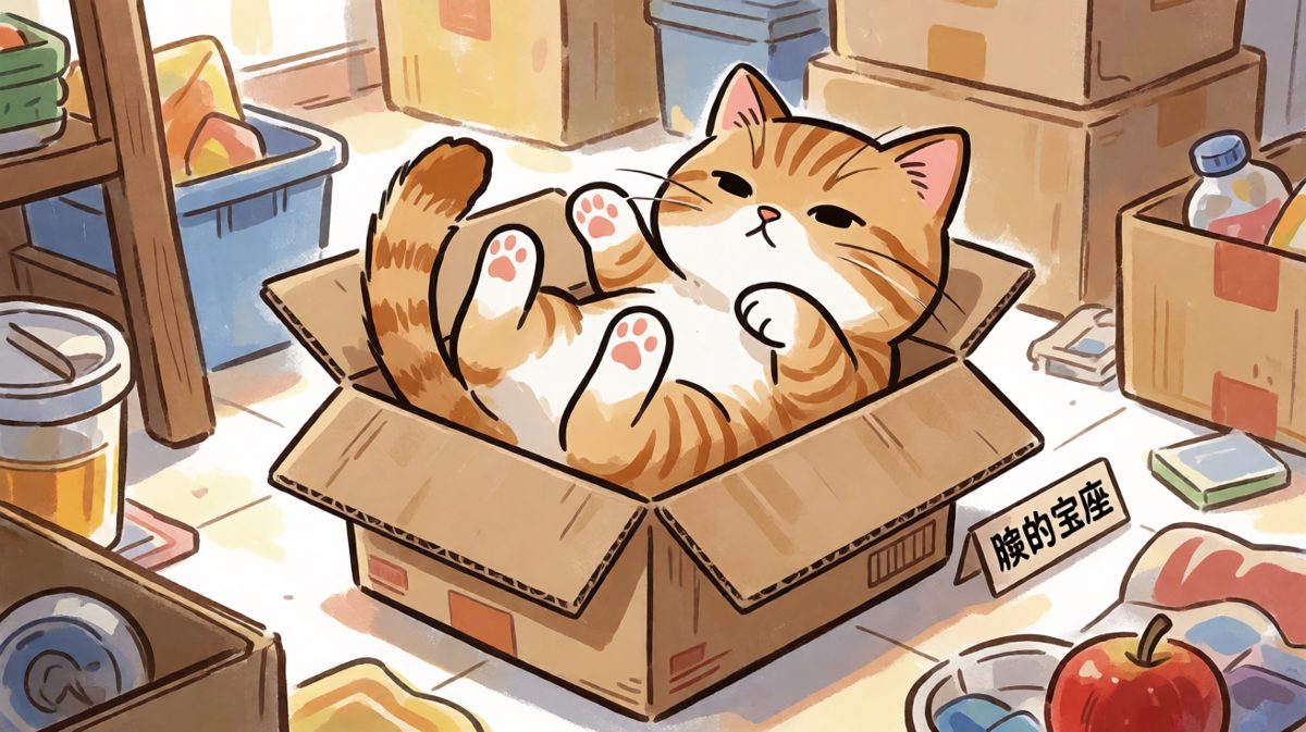箱子再小也是朕的江山，猫：卡住了但很爽！