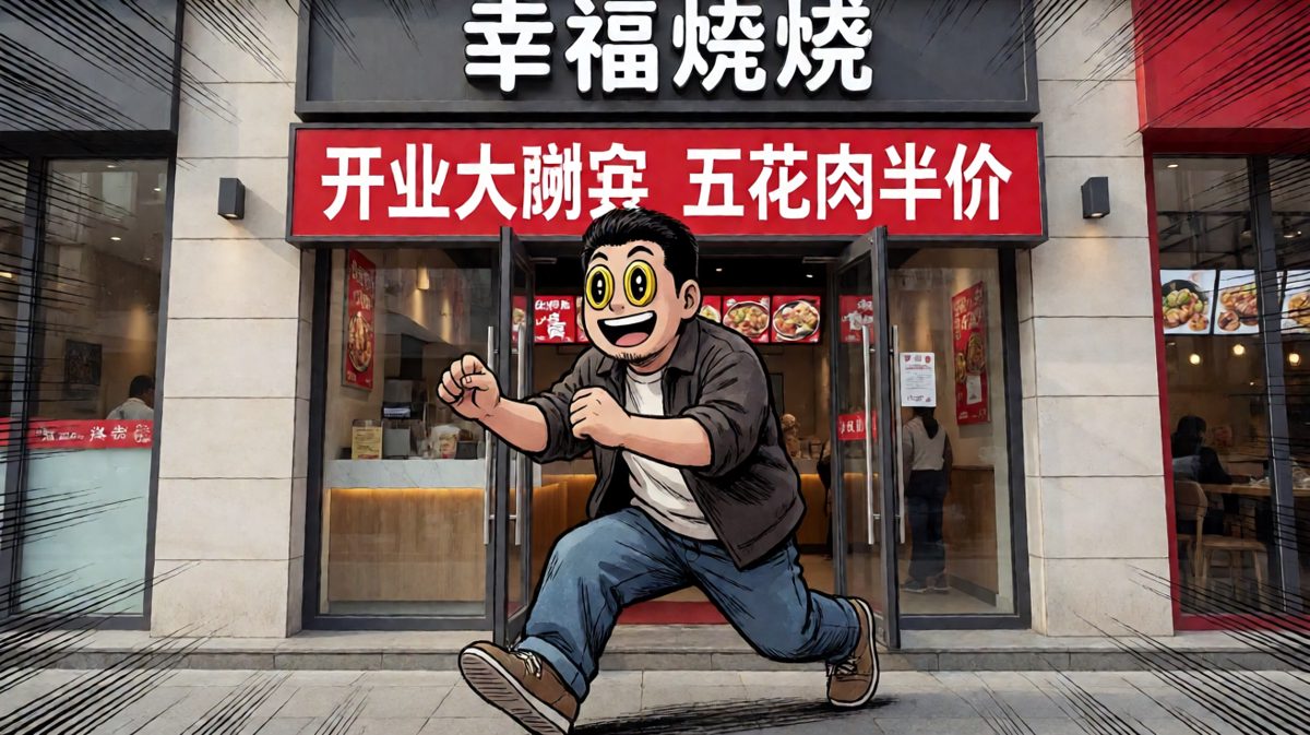 然而……半价烤肉无法抗拒！