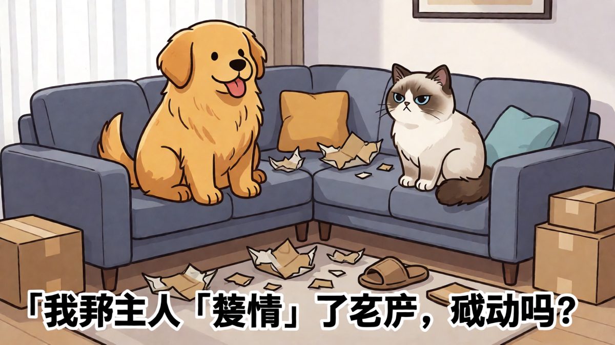 「金毛帮家「装修」，满身纸带，一脸骄傲」