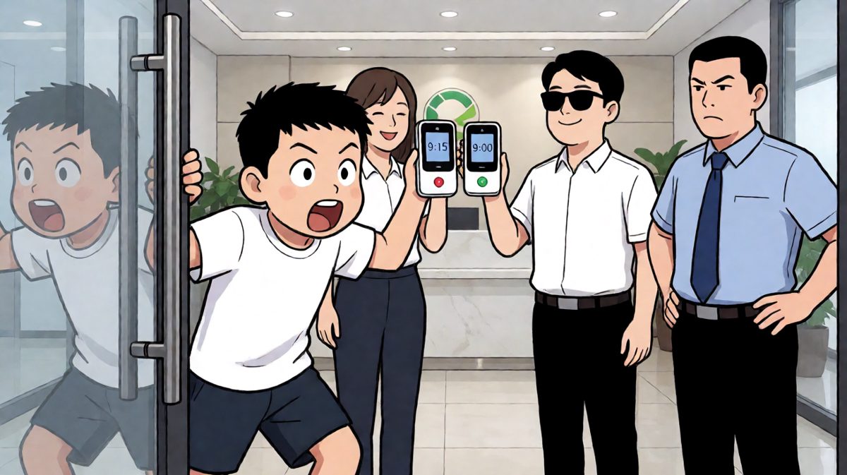 迟到十五分钟，被主管抓到现场……