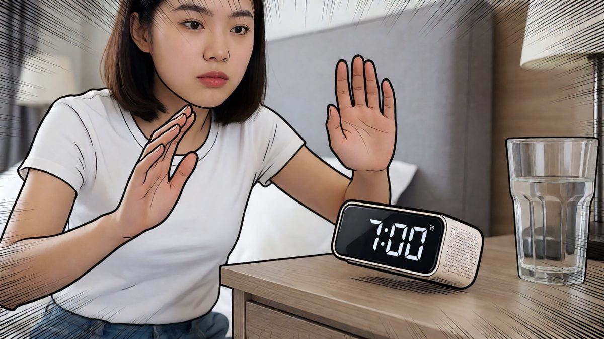 手滑了，闹钟被打飞！